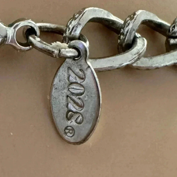 2028 Signed Choker Necklace Collar Reversible Silver Tone Chain Link Black 16-19 - Picture 5 of 6